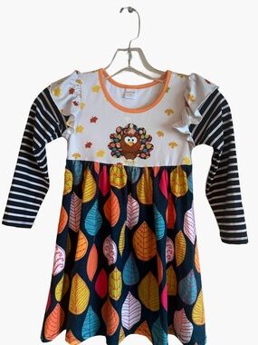 Millie Loves Lily Fall Twirl Dress Bundle – Turkey & Pumpkin Girls (2 Pie)